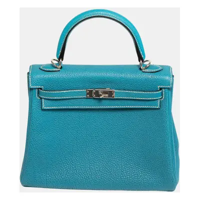 Hermes Kelly bleu jean with PHW bag