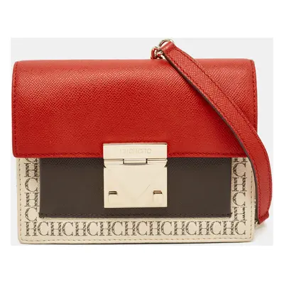 Carolina Herrera Tricolor Monogram Leather Small Carry On Crossbody Bag