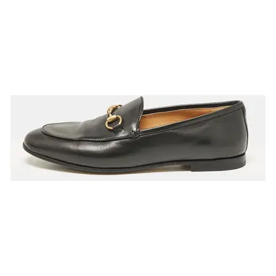 Gucci Black Leather Jordaan Loafers Size