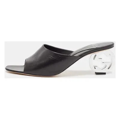 Gucci Black Leather Bella Slide Sandals Size