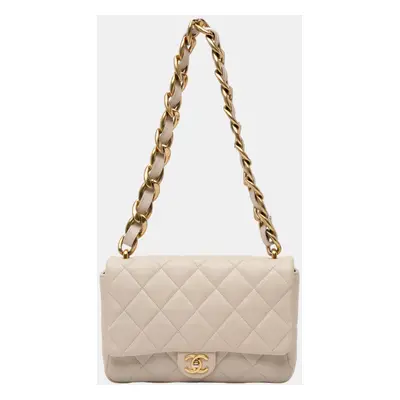 Chanel Beige Large Quilted Lambskin Funky Town Flap