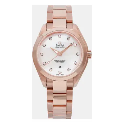 Omega Wihte 18K Rose Gold Seamaster Aqua Terra 231.50.34.20.55.001 Automatic Women's Wristwatch