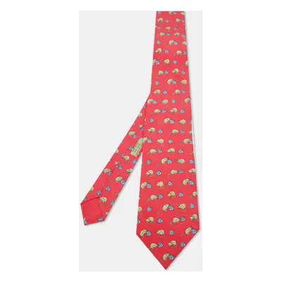 Hermès Red Mouse and Cheese Print Silk Classic Tie