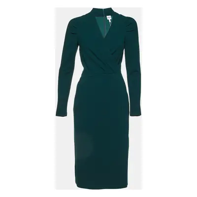 Armani Collezioni Green Crepe Faux Wrap Midi Dress