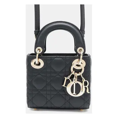 Dior Lady Dior Canage Black Lambskin Size Micro Bag