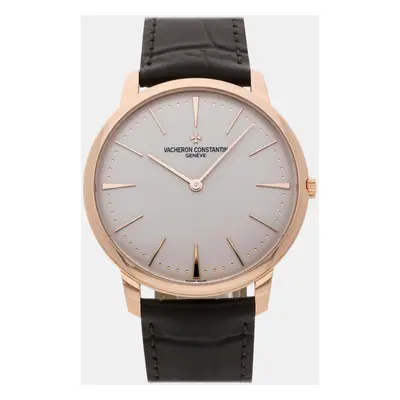 Vacheron Constantin Silver 18k Rose Gold Patrimony 81180/000R-9159 Manual Winding Men's Wristwat