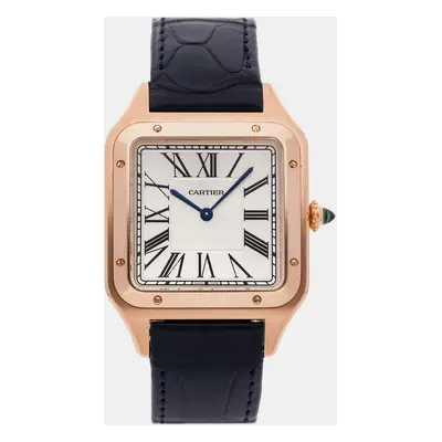 Cartier Silver 18k Rose Gold Santos Dumont Manual Winding Men's Wristwatch mm