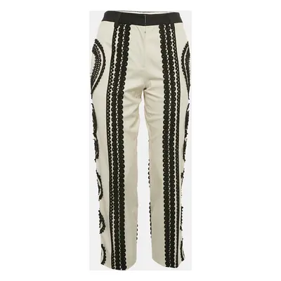 Dolce & Gabbana Black/Beige Cotton Blend Lace Trimmed Pants