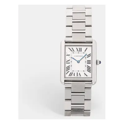 Cartier Silver Stainless Steel Tank Solo W5200014 Unisex Wristwatch