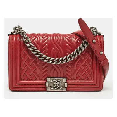 Chanel Red Leather Medium Paris-Edinburgh Celtic Boy Bag