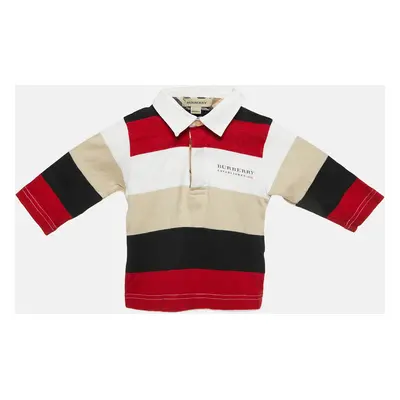 Burberry Kids Multicolor Striped Cotton Polo T-Shirt 6M