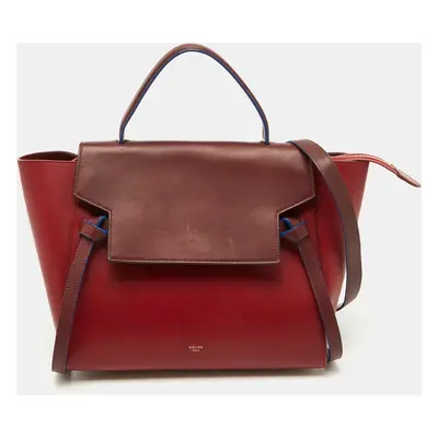 Celine Red/Brown Leather Mini Belt Top Handle Bag