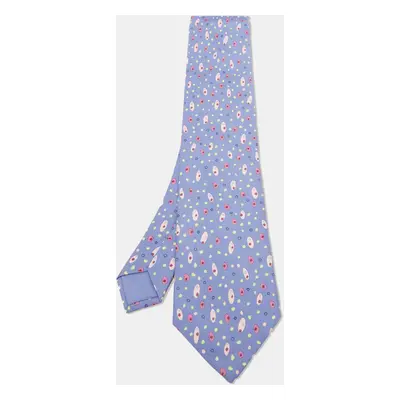 Hermes Purple Patterned Silk Classic Tie