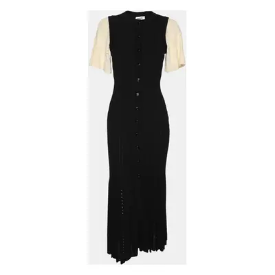 Sandro Black/Cream Stretch Knit Long Dress