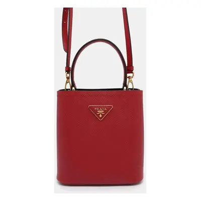 Prada Red Leather Panier Small Shoulder Bag