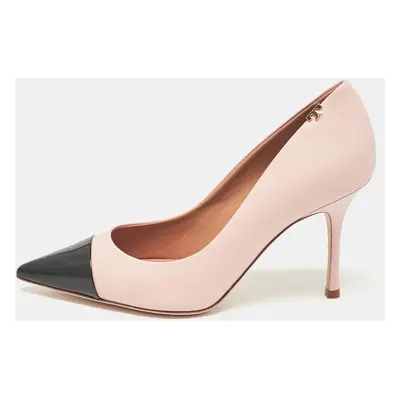 Tory Burch Pink/Black Leather Penelope Pointed Toe Pumps