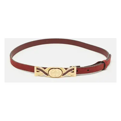 Gucci Burgundy Suede Interlocking G Slim Belt