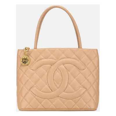 Chanel Brown Caviar Medallion Tote