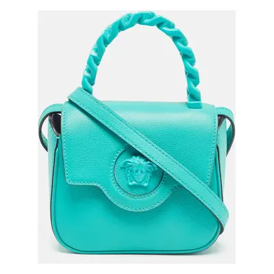 Versace Green Leather Mini La Medusa Top Handle Bag