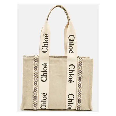 Chloe Beige Canvas Woody Tote