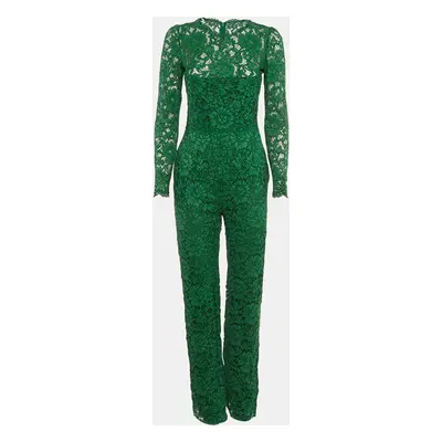 Valentino Green Lace Long Sleeve Jumpsuit