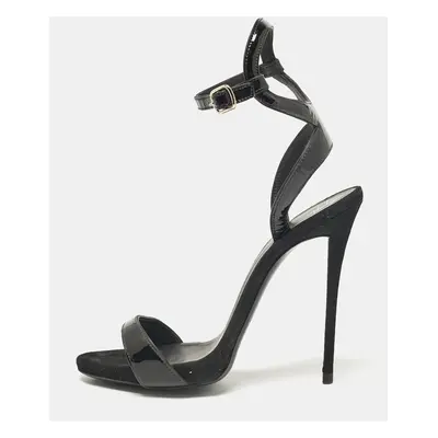 Giuseppe Zanotti Black Patent Leather Ankle Strap Sandals Size