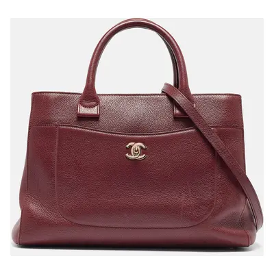 Chanel Burgundy Leather Small Neo Executive Shopper Tote