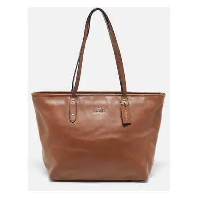 Coach Brown Leather City Zip Tote