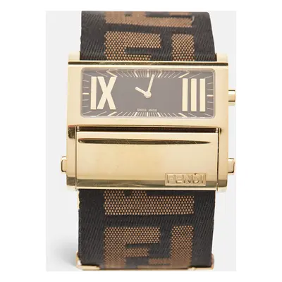 Fendi Black Gold Plated Stainless Steel Zip Code