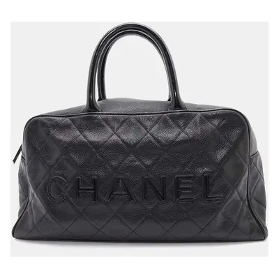 Chanel Black Caviar Leather Matelasse Bowling Bag