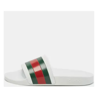 Gucci White Rubber Pursuit Pool Slides Size