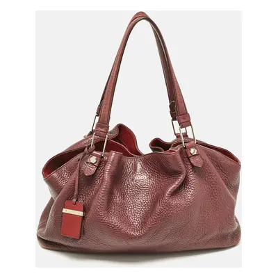 Tod's Burgundy Leather Flower Tote