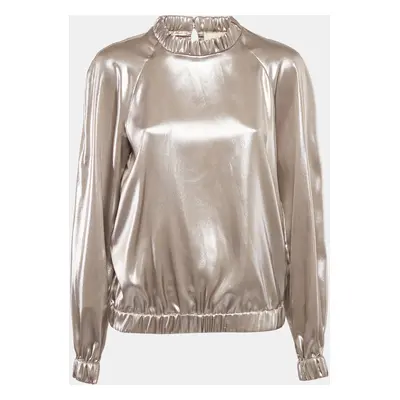 Sara Battaglia Metallic Lamé Full Sleeve Top