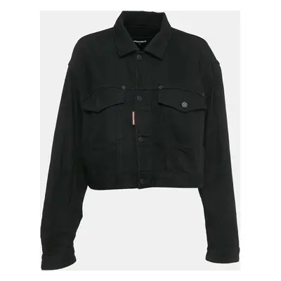 Dsquared2 Black Printed Denim Button Front Jacket