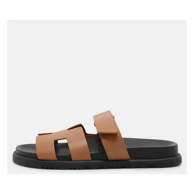 Hermes Brown Leather Chypre Sandals Size