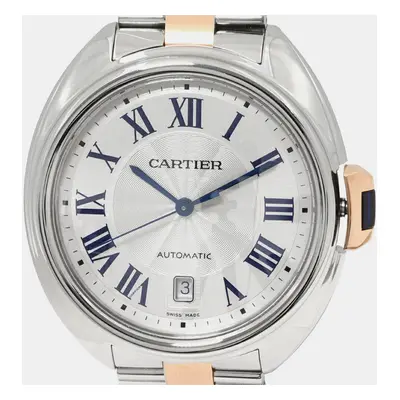 Cartier Silver Stainless Steel Cle de Cartier W2CL0002 Automatic Men's Wristwatch mm