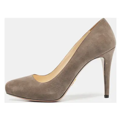 Prada Grey Suede Platform Pumps Size 37.5