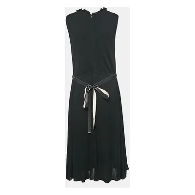 Max Mara Black Jersey Belted Midi Dress