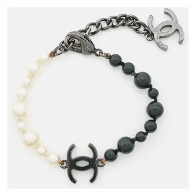 Chanel CC Faux Pearl Bead Black Tone Bracelet