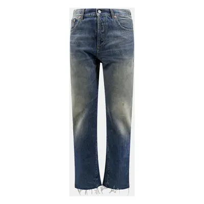 Gucci Blue Cotton Logoed Label Jeans