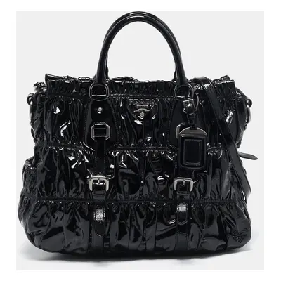 Prada Black Patent Leather Gaufre Tote