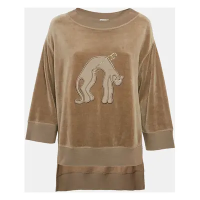 Sonia Rykiel Grey Cat Applique Velvet Sweatshirt