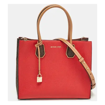 Michael Kors Bright Red Leather Convertible Mercer Tote