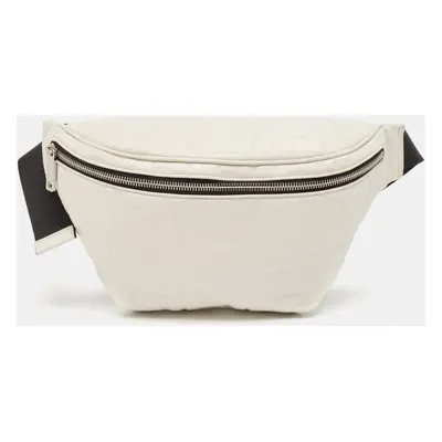 Fendi White/Black Zucca Embossed Leather and Mesh Belt Bag