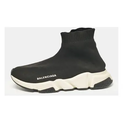 Balenciaga Black Knit Fabric Speed Trainer Slip On Sneakers Size