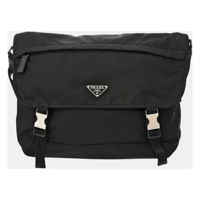 Prada Black Re-Nylon X Saffiano Leather Shoulder Bag