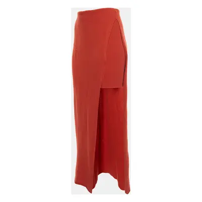 Jacquemus La Jupe Peron Brick Red Wool Blend High-Slit Maxi Skirt