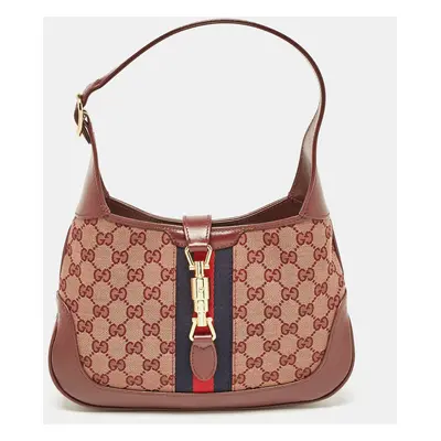 Gucci Burgundy GG Canvas and Leather Jackie Hobo