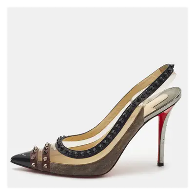 Christian Louboutin Tricolor Suede and PVC Paulina Slingback Pumps Size