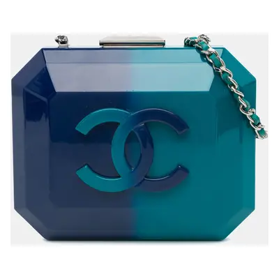 Chanel Blue CC Ombre Plexiglass Clutch on Chain